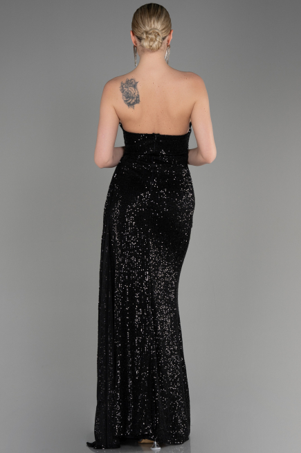 Robe de Soirée Longue Squameuse Noir ABU3134