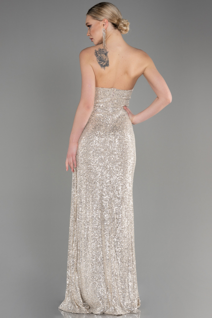 Robe de Soirée Longue Squameuse Vison ABU3134