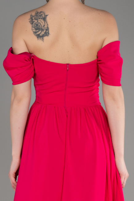 Robe de Soirée Longue Mousseline Fushia ABU3827