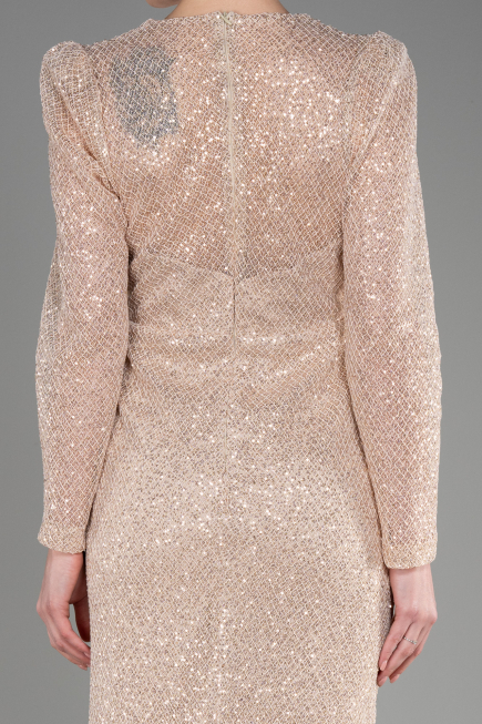 Robe de Soirée Longue File Or ABU3831
