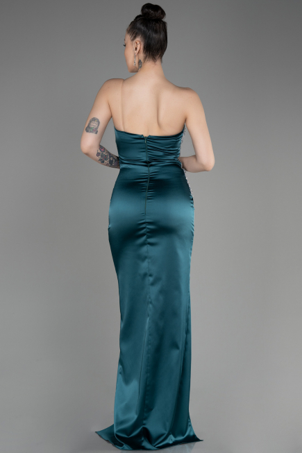 Robe de Soirée Longue Satin Émeraude ABU3825