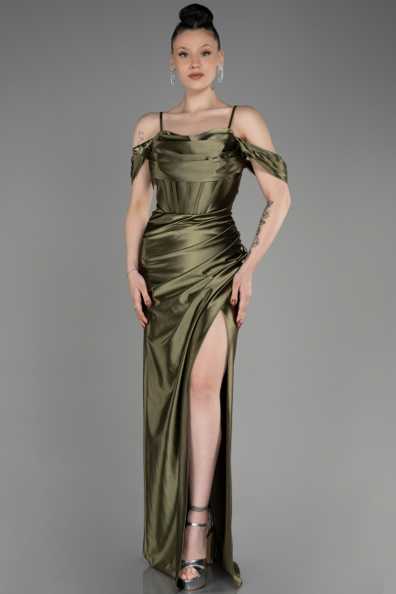 Robe de Soirée Longue Kaki ABU3840