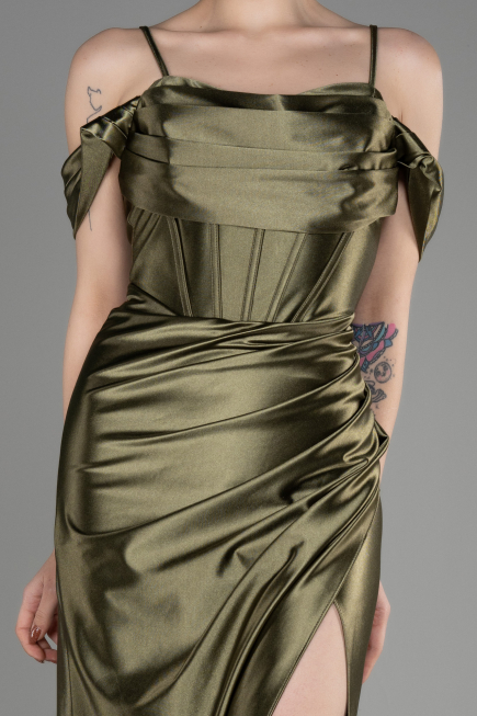 Robe de Soirée Longue Kaki ABU3840