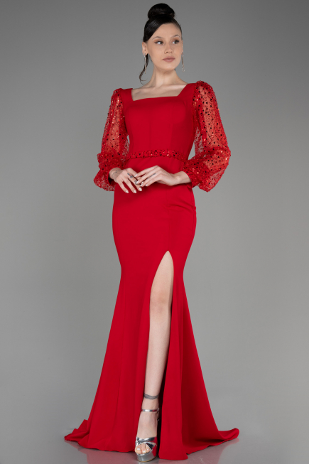 Robe de Soirée Longue Rouge ABU3852