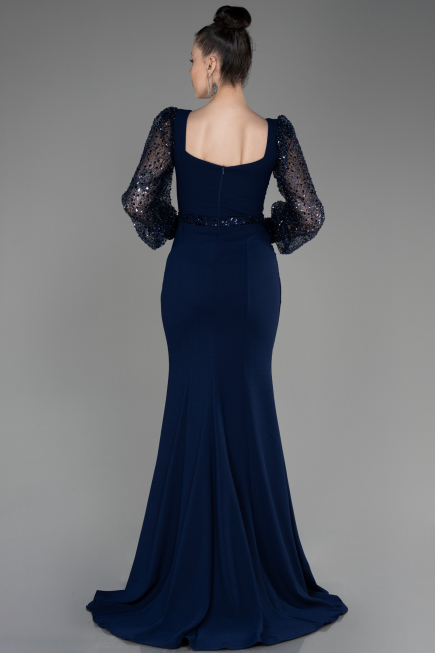 Robe de Soirée Longue Bleu Marine ABU3852