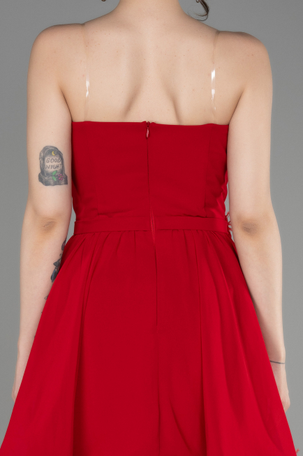 Robe de Cérémonie Courte Mousseline Rouge ABK2034