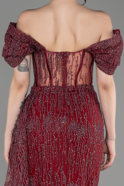 Robe de Soirée Longue Rouge Bordeaux ABU2706