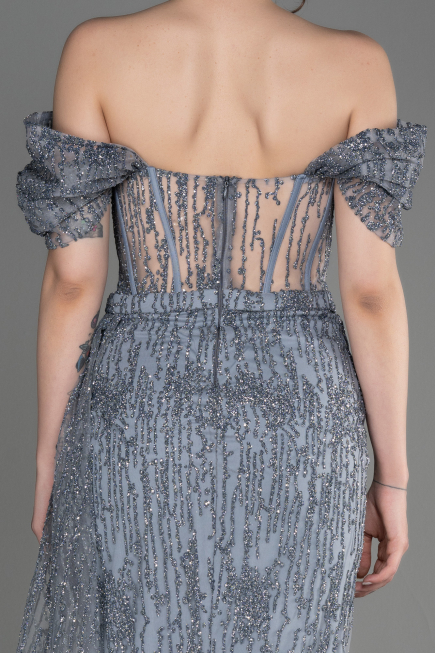 Robe de Soirée Longue Argent ABU2706