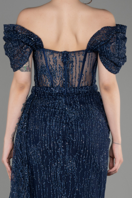 Robe De Soirée Longue Bleu Marine ABU2706