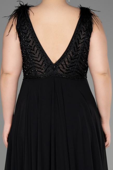 Robe de Soirée Longue Mousseline Noir ABU3856
