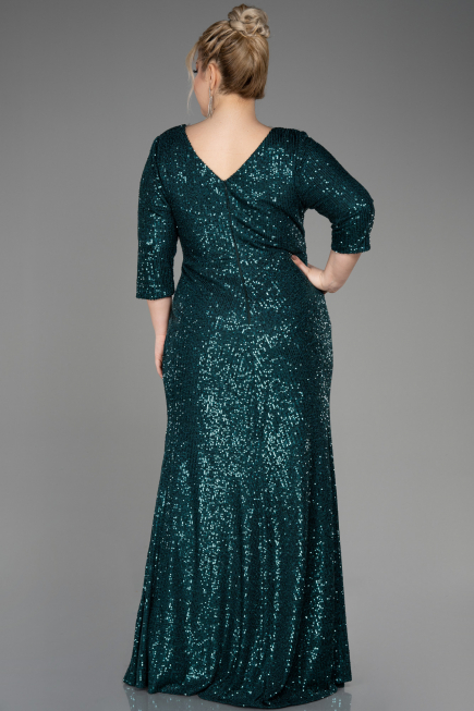 Robe Grande Taille Squameuse Longue Émeraude ABU3258