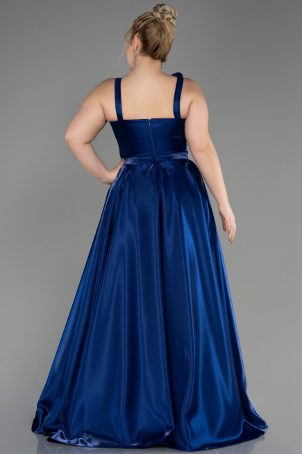 Robe De Fiançailles Grande Taille Longue Bleu Marine ABU3752
