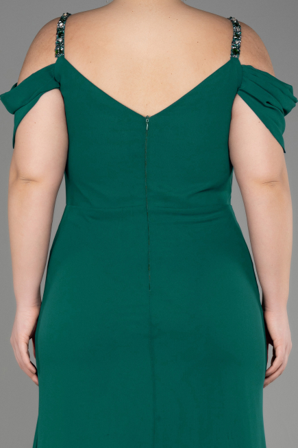 Robe De Soirée Grande Taille Longue Mousseline Émeraude ABU3742