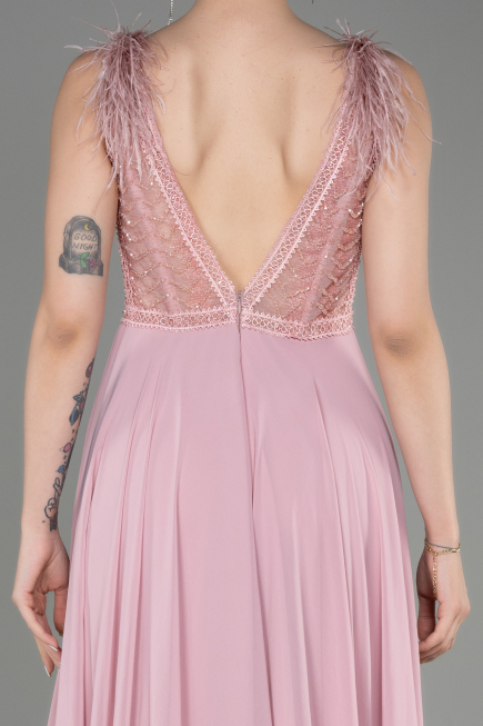 Robe de Soirée Longue Mousseline Poudre ABU3856