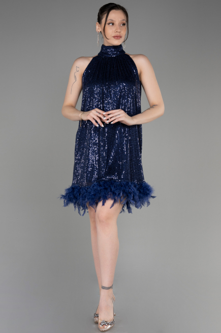 Tenue de Soirée Courte Bleu Marine ABK2049