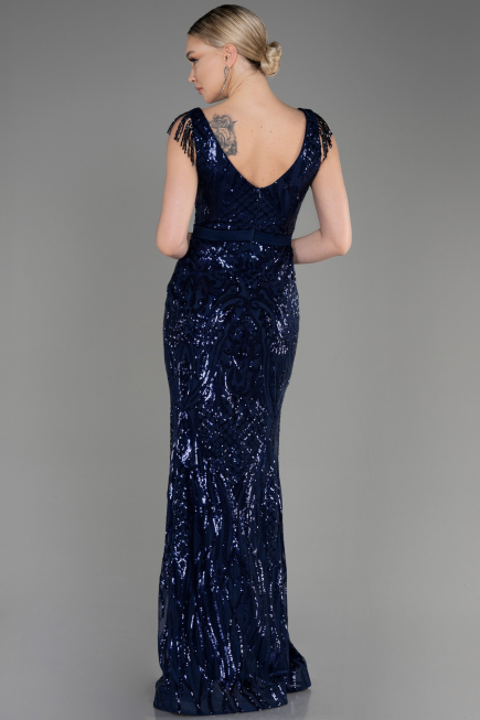 Robe Queue de Poisson Longue Bleu Marine ABU3874