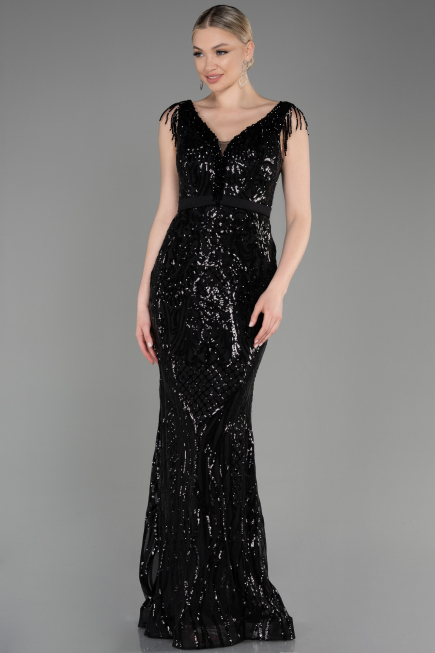 Robe Queue de Poisson Longue Noir ABU3874
