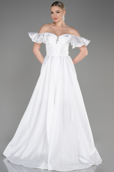 Robe de Soirée Longue Blanc ABU3884