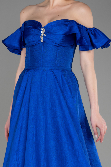 Robe de Soirée Longue Bleu Saxe ABU3884