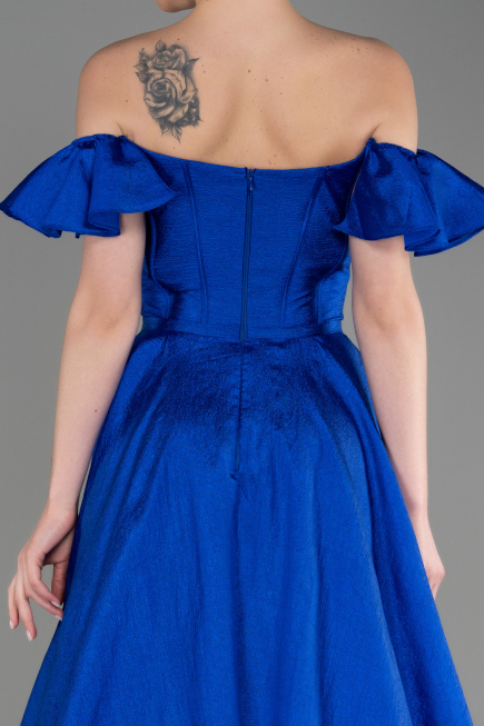 Robe de Soirée Longue Bleu Saxe ABU3884