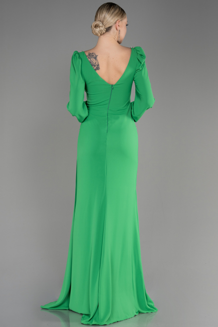 Robe de Soirée Longue Mousseline Vert ABU3885