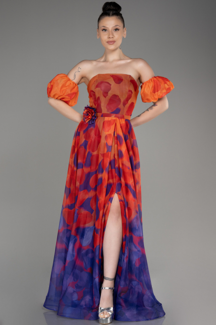 Robe de Soirée Longue Orange ABU3903