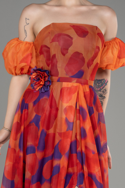 Robe de Soirée Longue Orange ABU3903