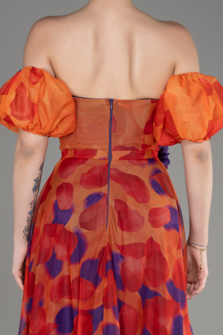 Robe de Soirée Longue Orange ABU3903