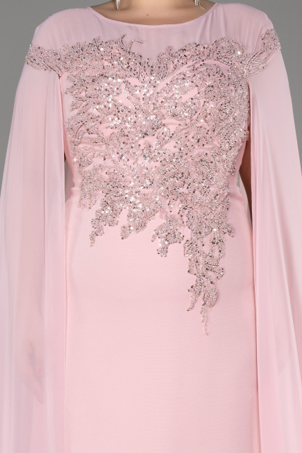 Robe de Soirée Grande Taille Longue Mousseline Poudre ABU3913
