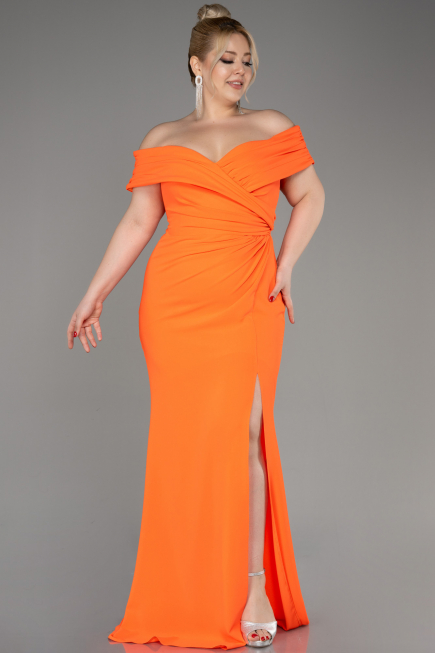 Robe de Soirée Grande Taille Longue Orange ABU3172