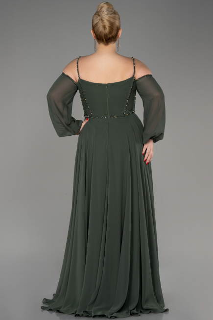 Robe de Soirée Longue Mousseline Kaki ABU3914