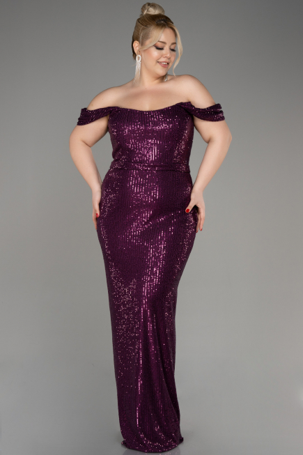 Robe De Fiançailles Grande Taille Longue Prune ABU3919