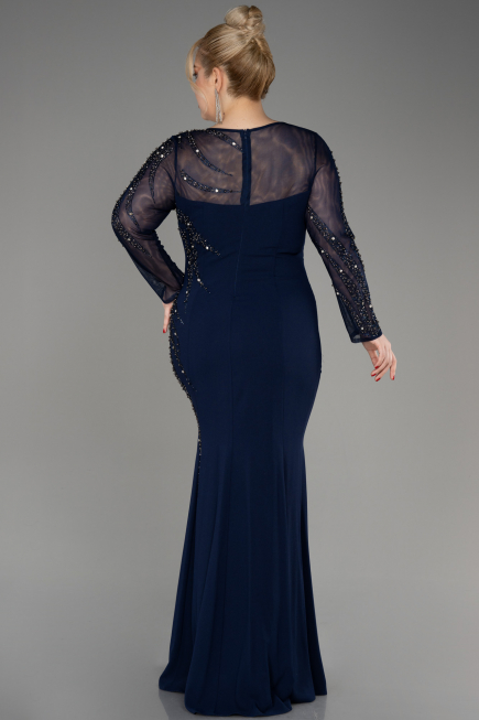 Robe De Soirée Grande Taille Longue Bleu Marine ABU3928