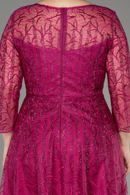 Robe De Soirée Grande Taille Longue Lacé Fushia ABU3932