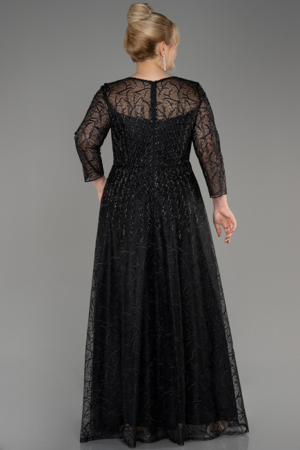 Robe De Soirée Grande Taille Longue Lacé Noir ABU3932