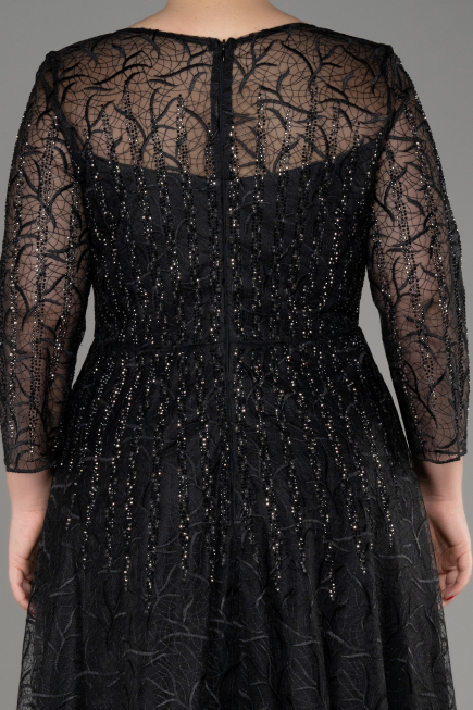 Robe De Soirée Grande Taille Longue Lacé Noir ABU3932