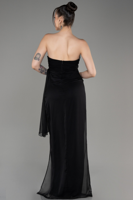 Robe de Soirée Longue Mousseline Noir ABU3947