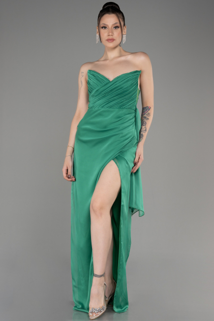 Robe de Soirée Longue Mousseline Vert ABU3947
