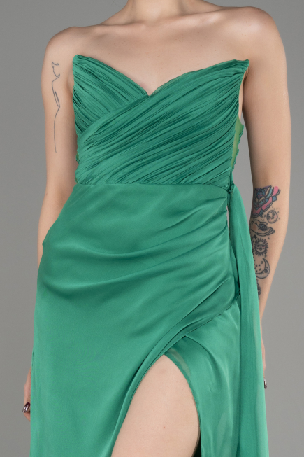 Robe de Soirée Longue Mousseline Vert ABU3947