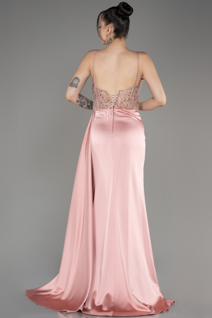 Robe de Soirée Longue Satin Poudre ABU3875