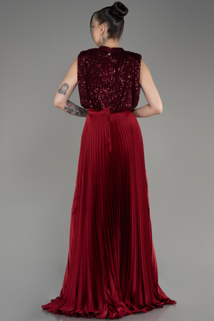 Robe De Soirée Longue Rouge Bordeaux ABU3326