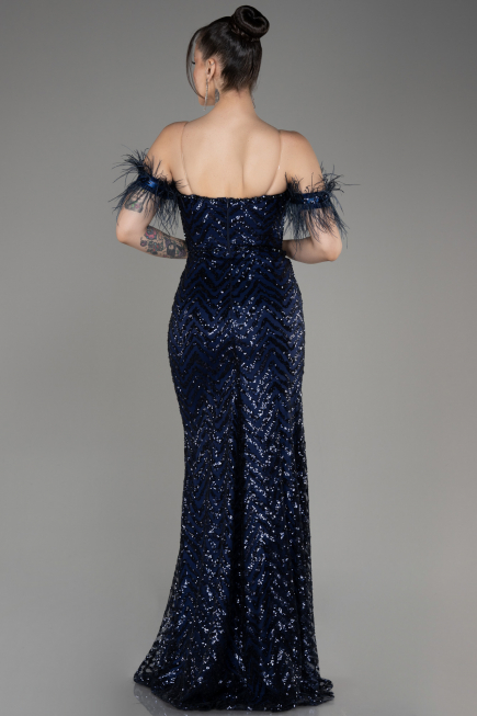 Robe Queue de Poisson Longue Bleu Marine ABU3953