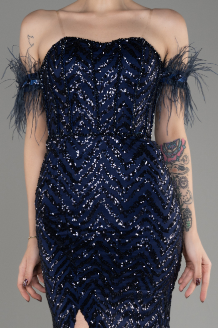 Robe Queue de Poisson Longue Bleu Marine ABU3953