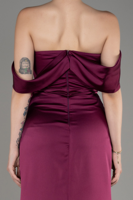 Robe de Soirée Longue Satin Couleur Cerise ABU3964