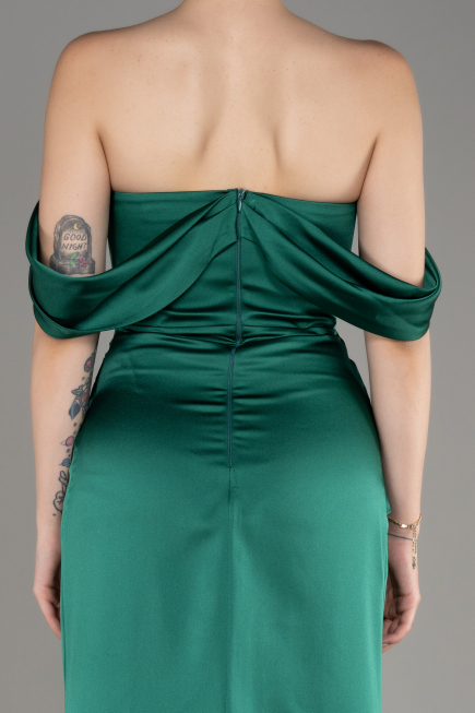 Robe de Soirée Longue Satin Émeraude ABU3964