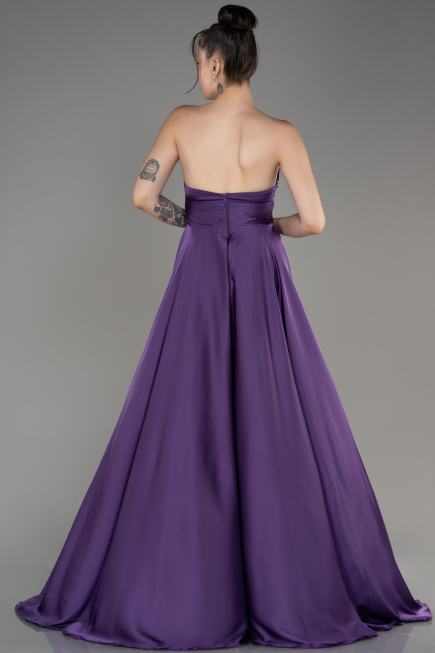 Robe de Soirée Longue Satin Lilas ABU3965