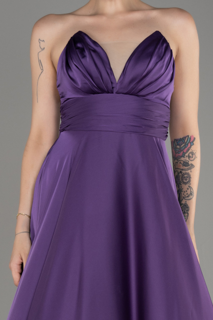 Robe de Soirée Longue Satin Lilas ABU3965