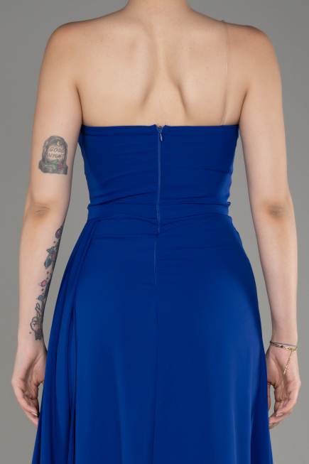 Robe de Soirée Longue Mousseline Bleu Saxe ABU3974