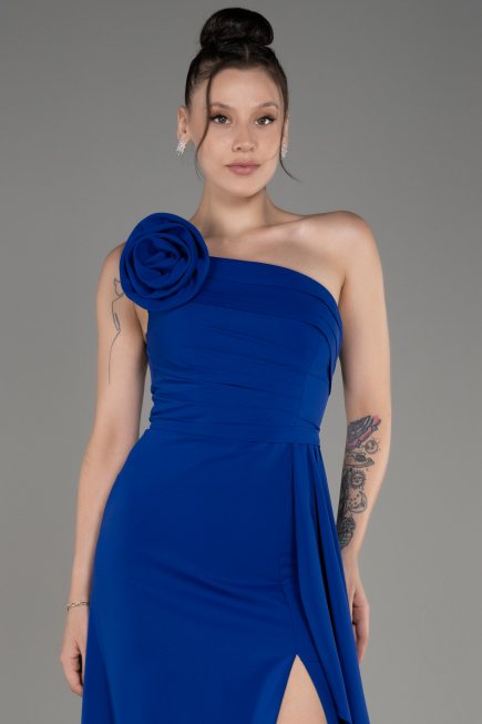Robe de Soirée Longue Mousseline Bleu Saxe ABU3974