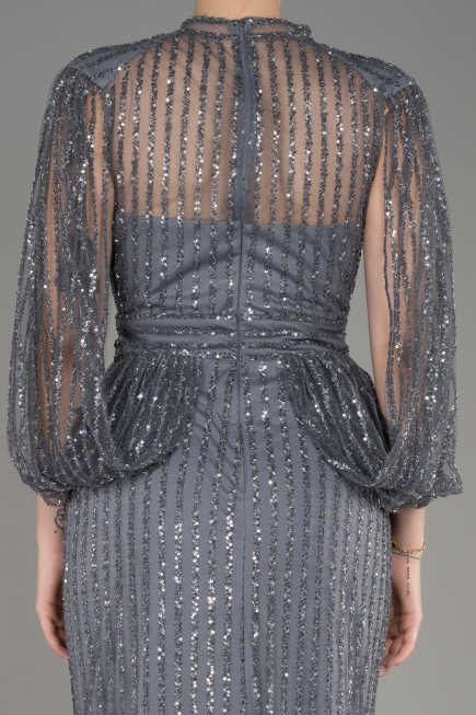 Robe de Soirée Longue Anthracite ABU3981